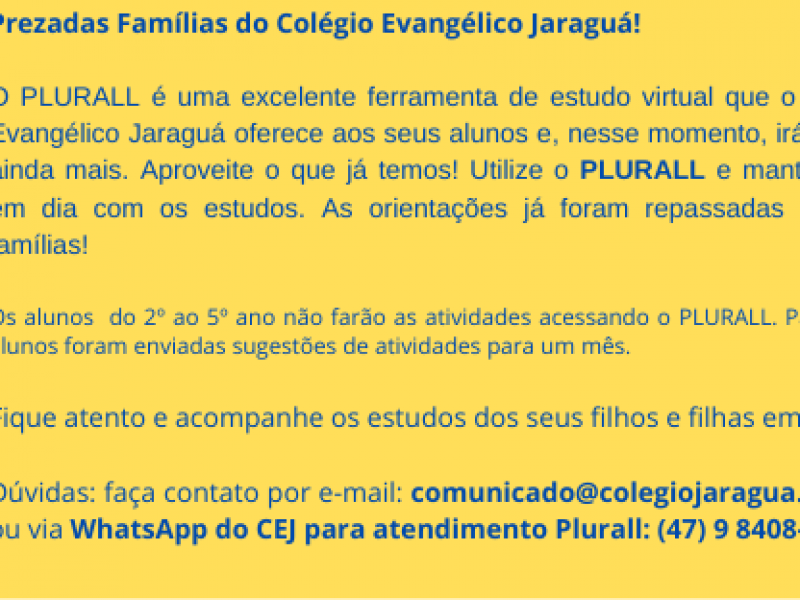 Atendimento CEJ para a plataforma Plurall